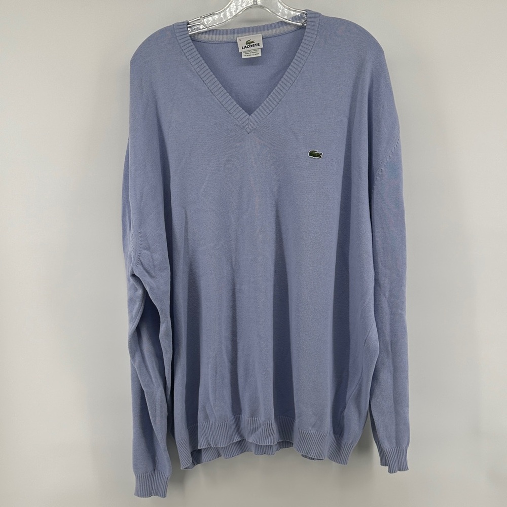Lacoste Men's Light Blue Lavender V-Neck Sweater Men’s sz 4XL